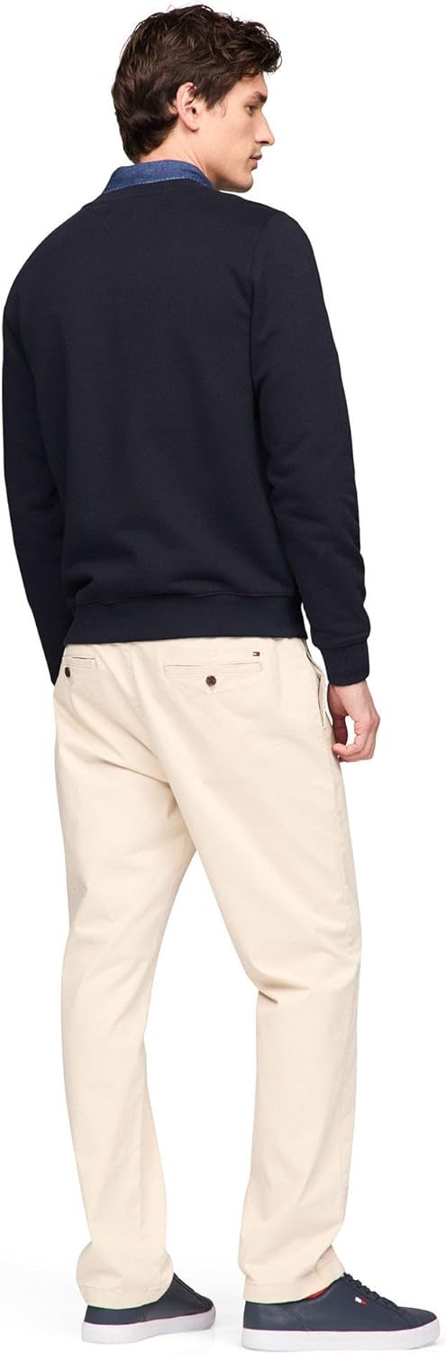 Мужская толстовка Tommy Hilfiger средней плотности с круглым вырезом и вышитым вертикальным логотипом-флажком, Desert Sky — фото 4