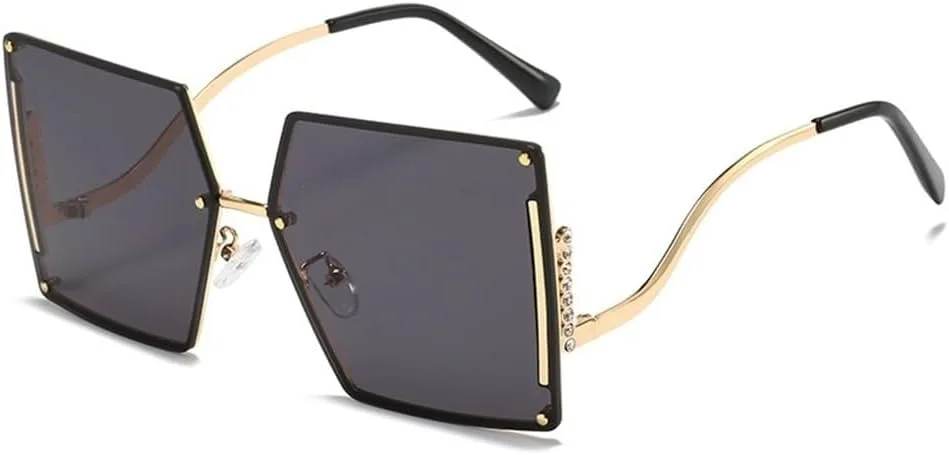 

Модные солнцезащитные очки без оправы для женщин, винтажные солнцезащитные очки с бриллиантами, разноцветные, защита от УФ-излучения UV400 KTUCN, Black2730