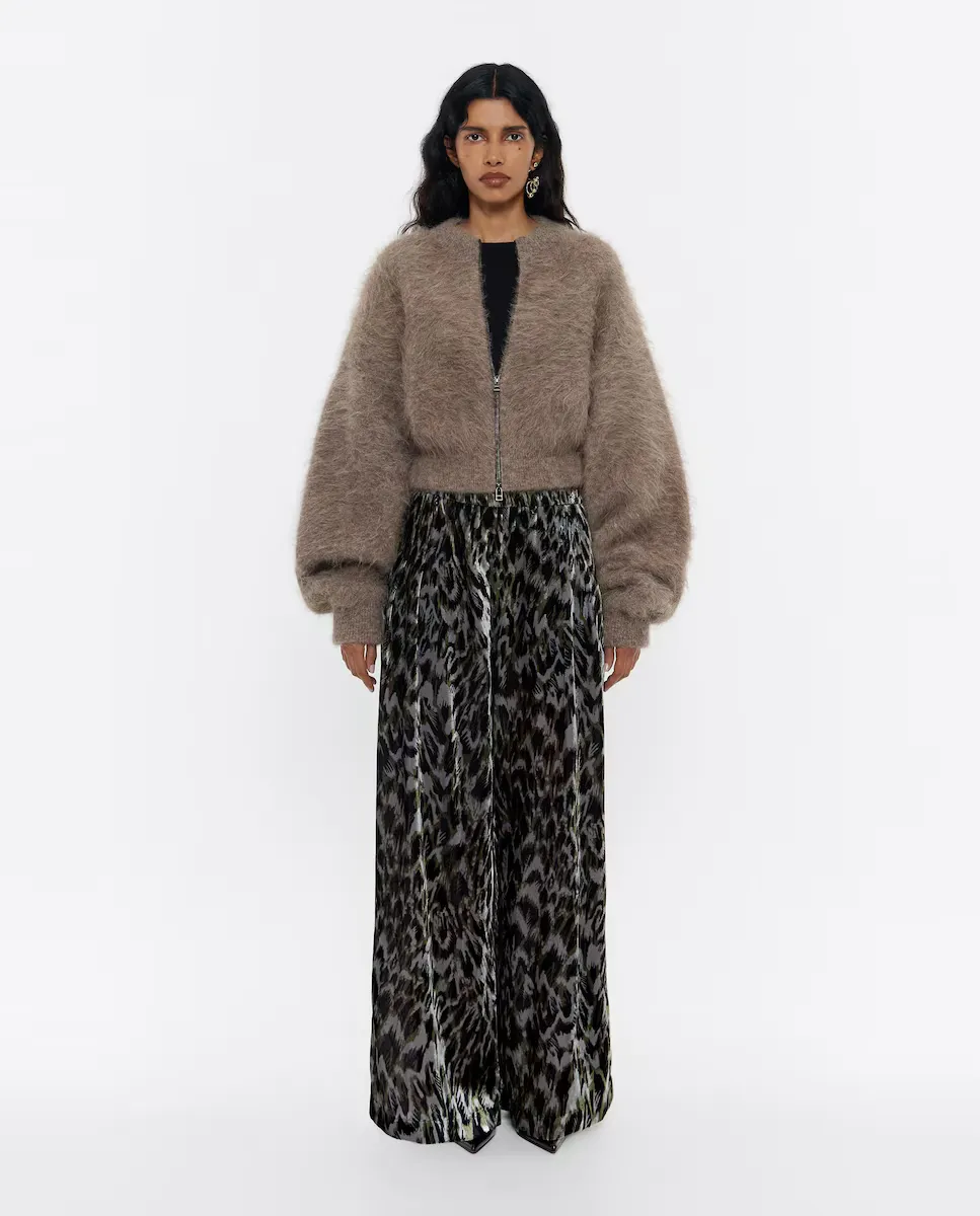 

Женские бархатные брюки широкого кроя с принтом Bimba y Lola, цвет Kaki