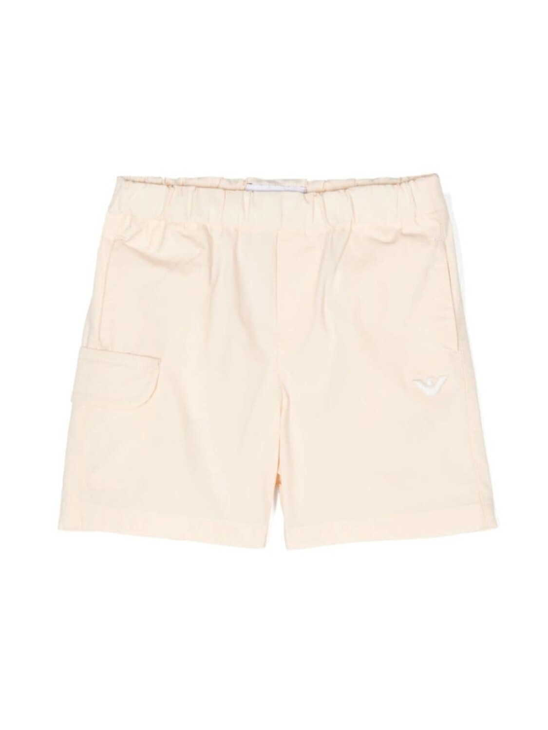 

Поплиновые шорты с вышитым логотипом Emporio Armani Kids, бежевый