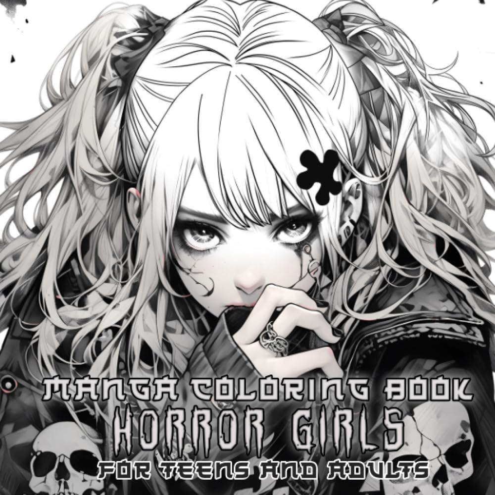 

Manga Coloring Book Horror Girls for Teens and Adults: Dive into the enchanting realm of Japanese Anime fashion colouring pages, showcasing cute ... creative artwork suitable for all age groups.