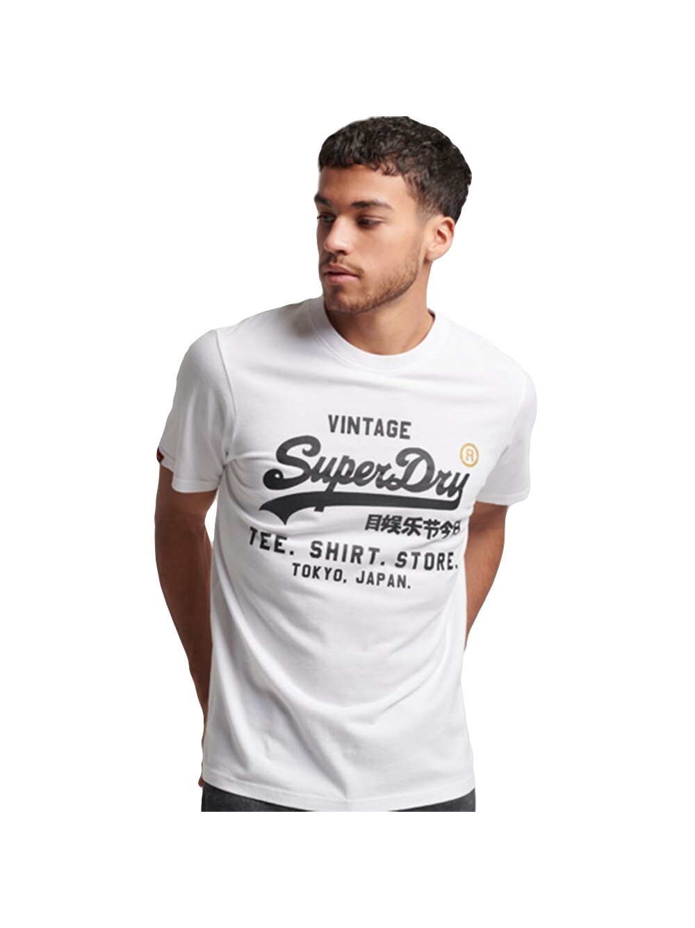 

Футболка классическая винтажная с логотипом магазина Superdry, белый
