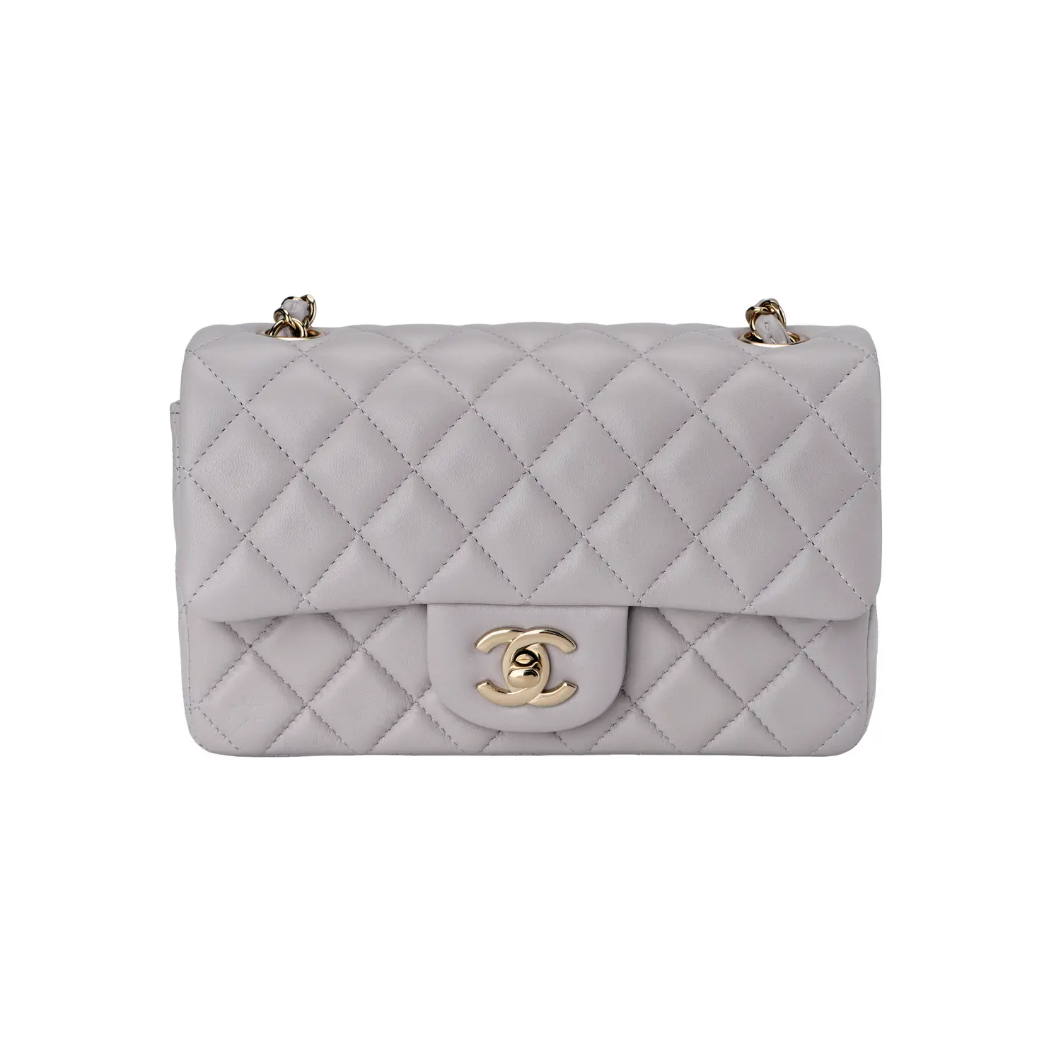 

CHANEL Классический клатч из ягненка с логотипом CF мини для женщин серый