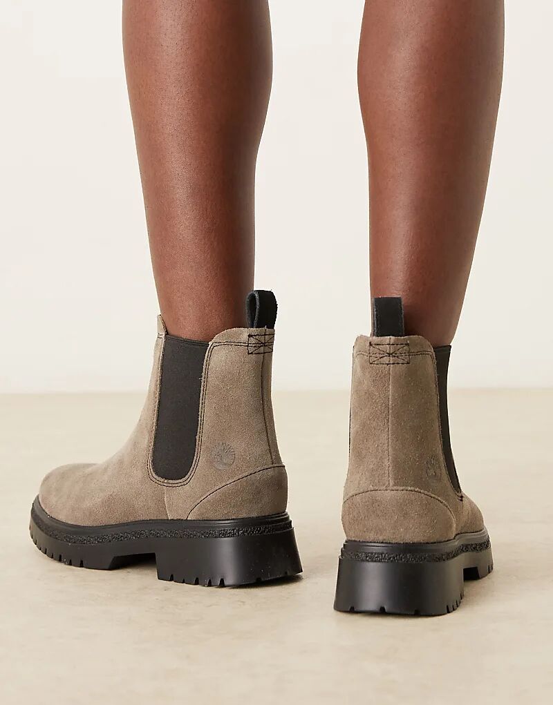 Ботинки челси Timberland Cambria Valley на массивной подошве из серой замши — фото 4