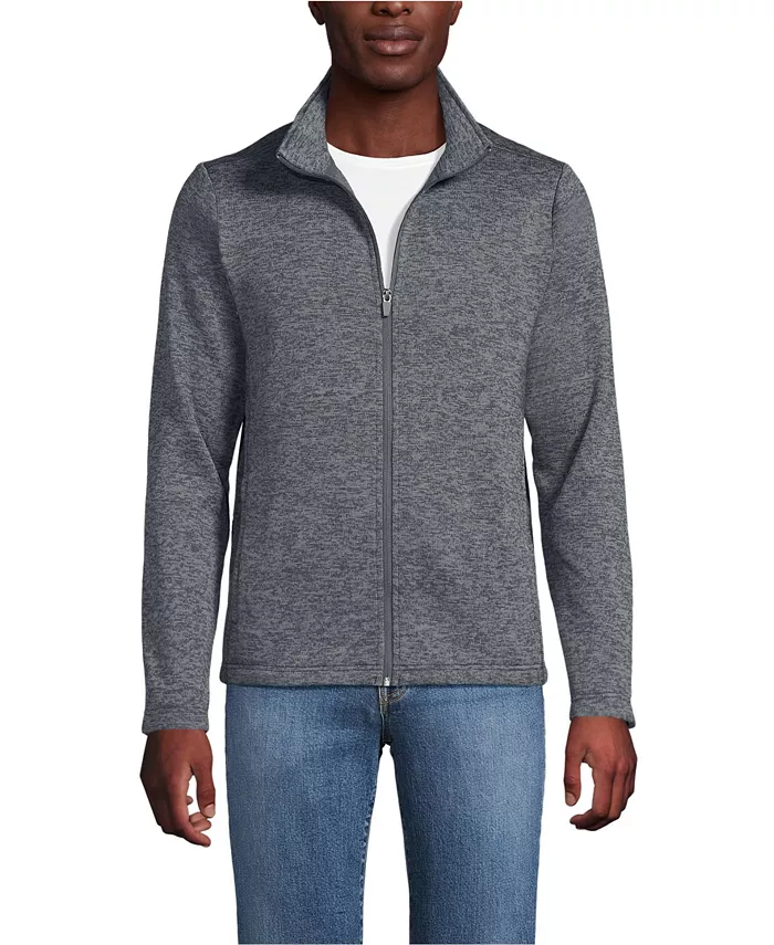 

Мужская школьная форма свитер флисовая куртка на молнии спереди Lands' End, серый