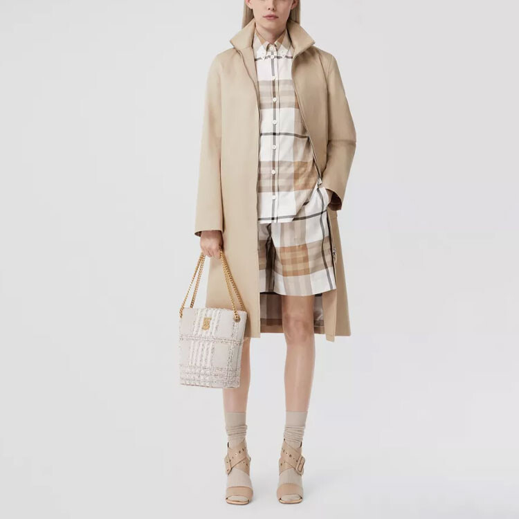 Пальто женское Burberry с клетчатым подкладом, желто-коричневый — фото 3