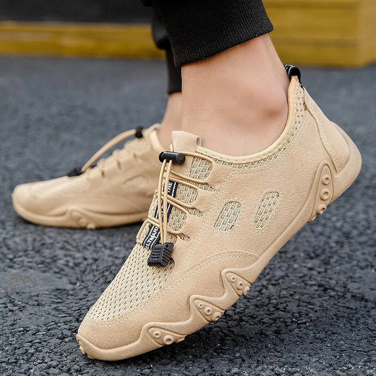 Мужские кроссовки Boss Shoes, слипоны, мягкая сетчатая спортивная обувь для мужчин, удобные и повседневные, со шнуровкой Generic, кофейный — фото 2