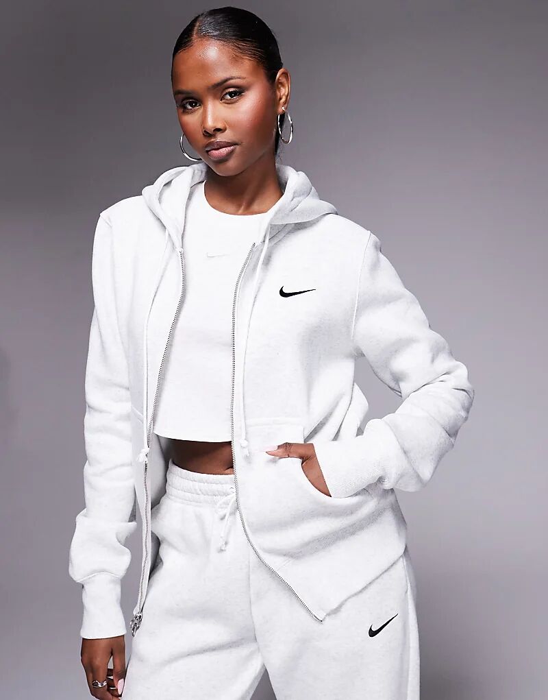 

Толстовка с капюшоном Nike Phoenix Fleece на молнии серого цвета