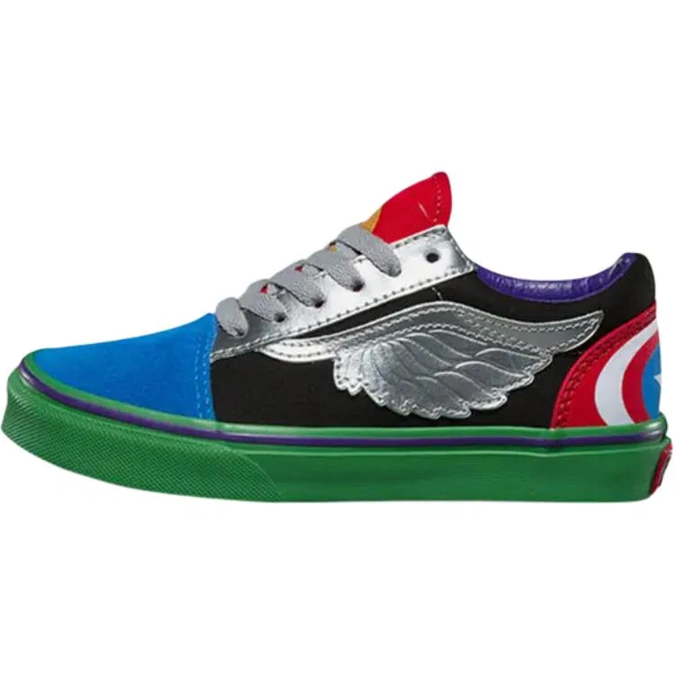 Детские скейтбордические кроссовки MARVEL x Old Skool Silver Blue Green Vans