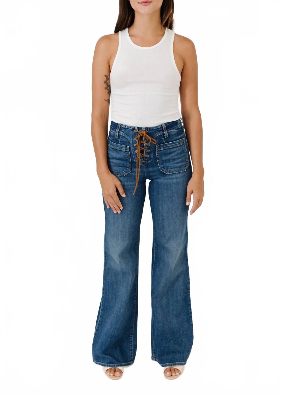 

Женские джинсы Флоренс со шнуровкой в среднем оттенке NILI LOTAN, Medium Wash