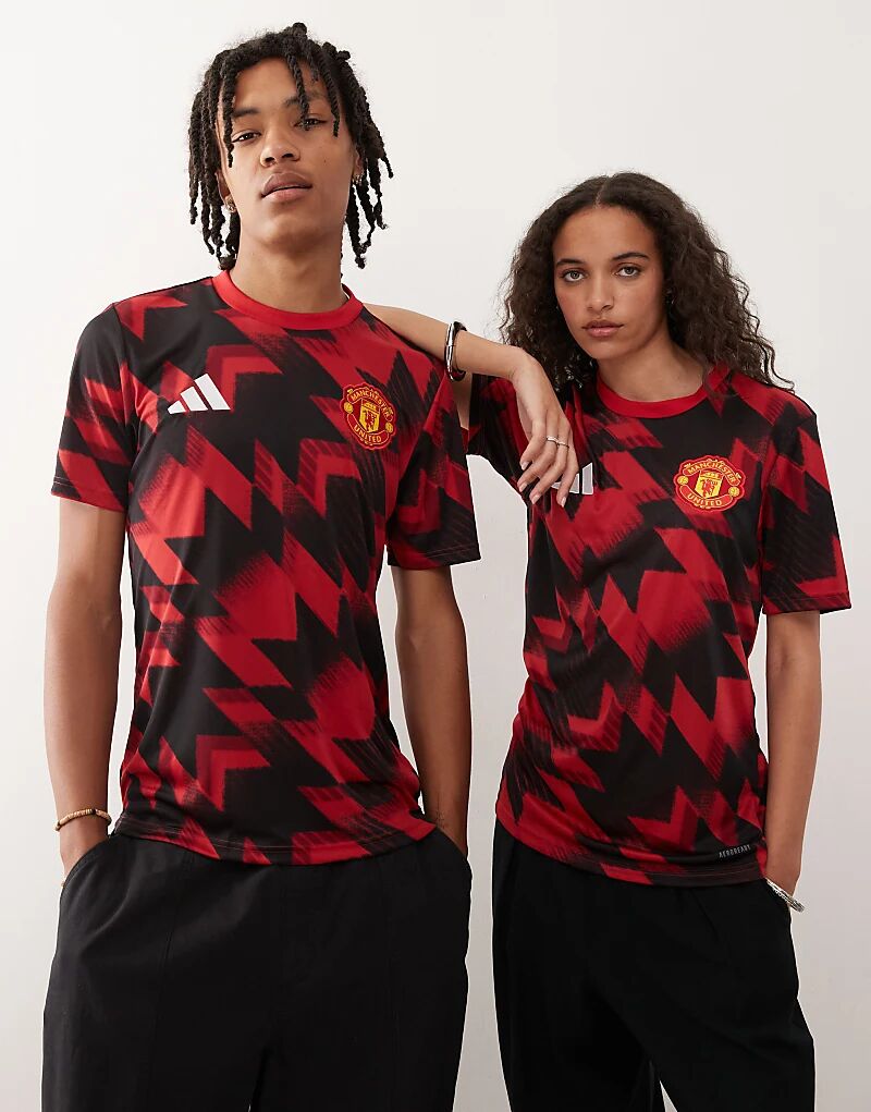 

Футболка adidas Football Manchester United 25/26 pre с красным принтом Adidas Performance