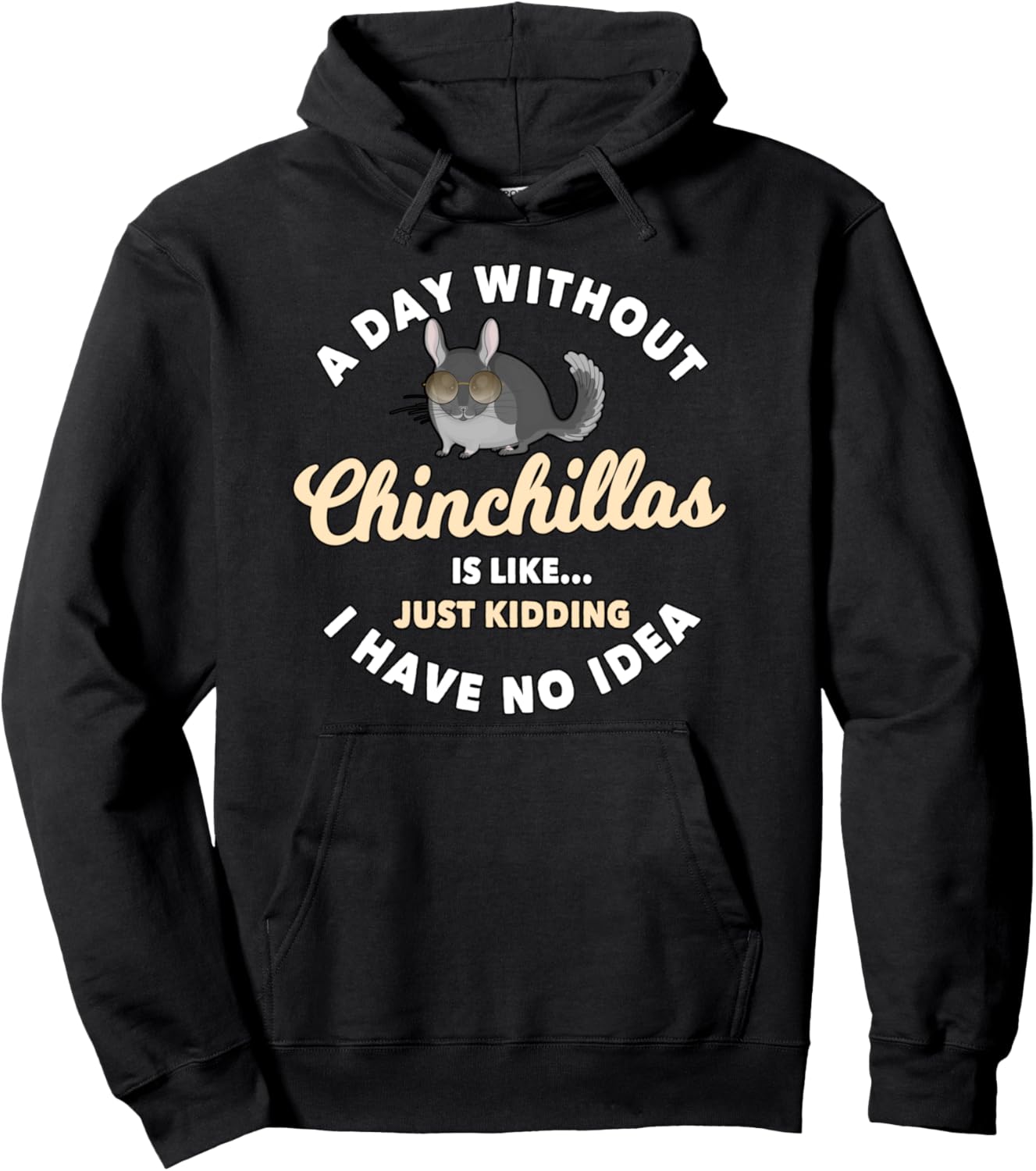 

День без шиншилл. Толстовка с изображением шиншиллы Funny Chinchilla Merch, черный