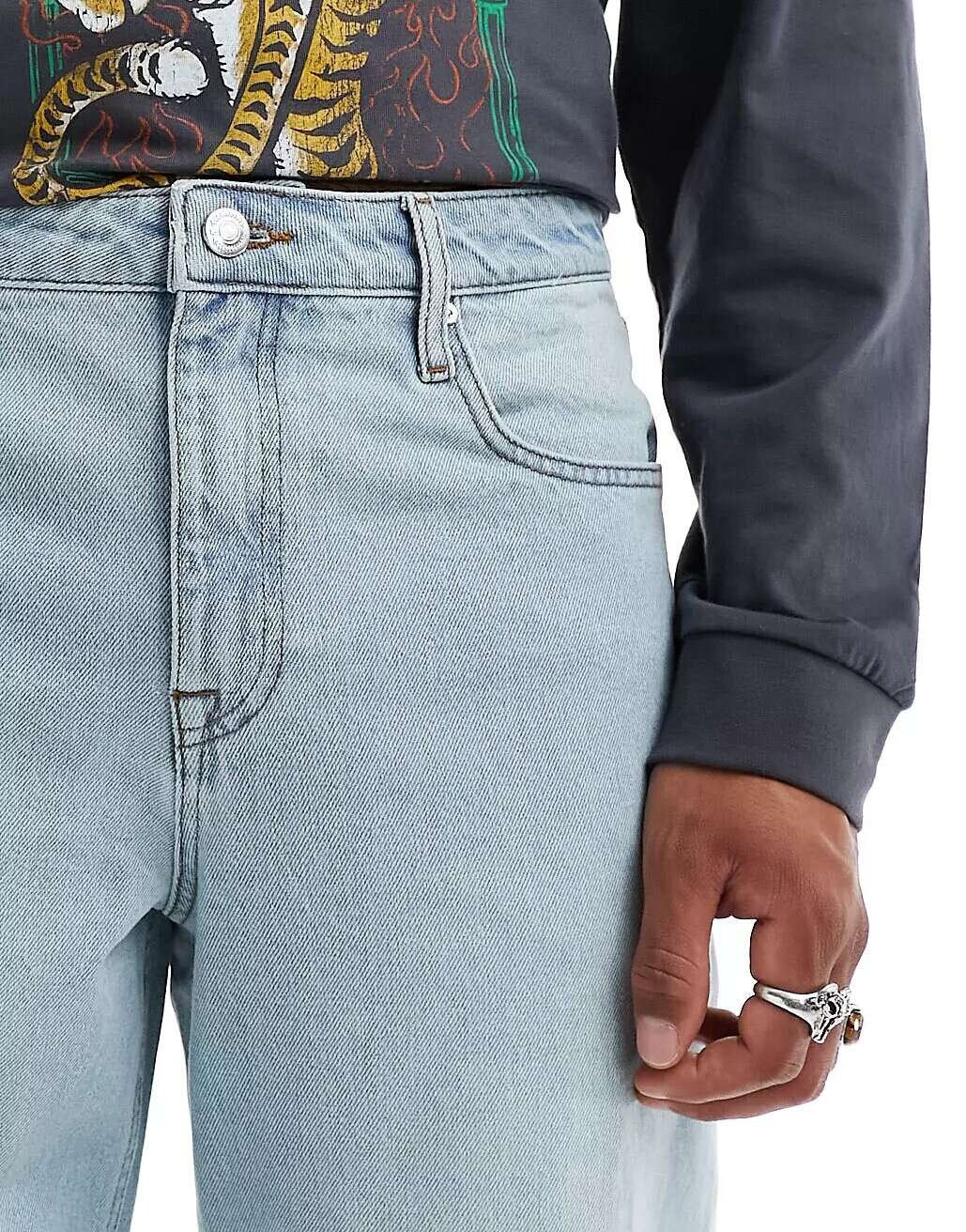 

Светло-синие мешковатые джинсы ASOS