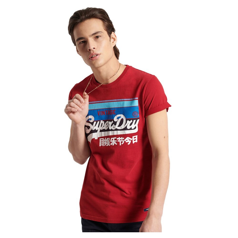 

Футболка с коротким рукавом Superdry Vintage Logo Cali Stripe, красный