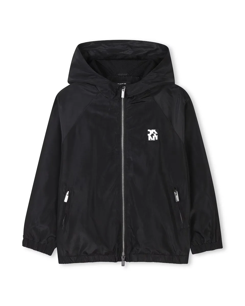 

Куртка для девочки с капюшоном и застежкой-молнией DKNY, чёрный