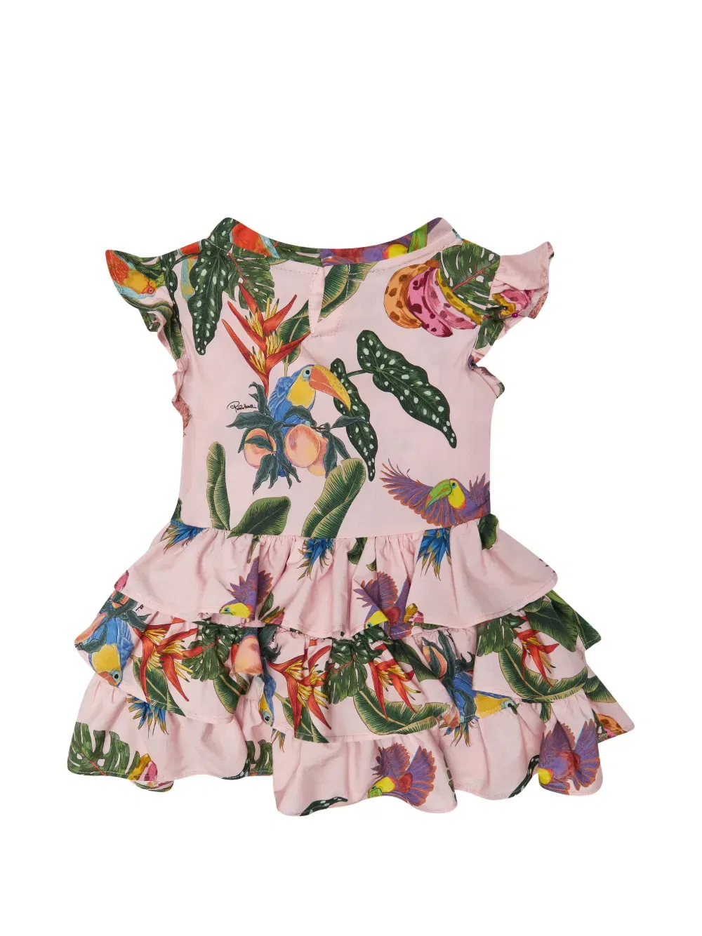 Платье с оборками и принтом Roberto Cavalli Junior, розовый