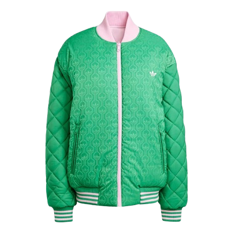(WMNS) Двусторонняя куртка-бомбер Adidas 70-х годов, цвет «зеленый-розовый» — фото 2