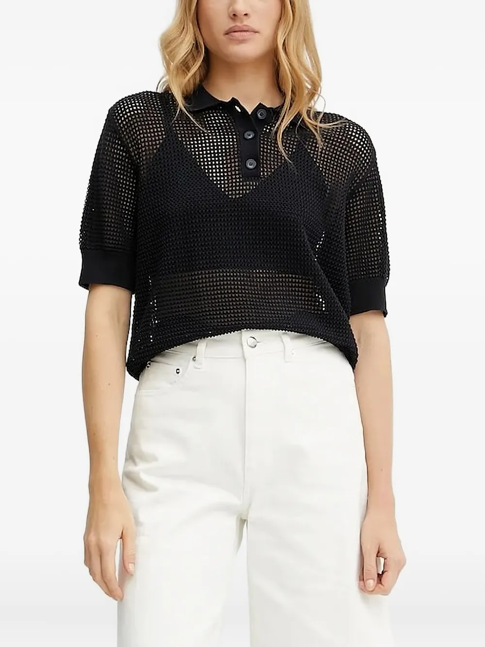 

Топ Flo mesh-panel polo top IVY OAK, черный