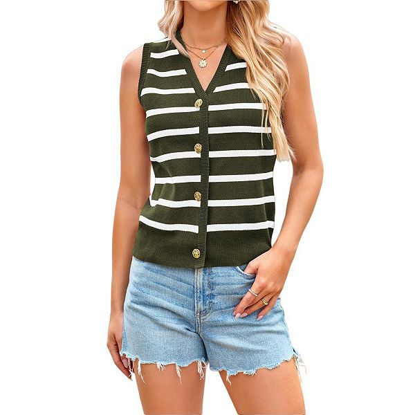 

Женский жилет с полосками и пуговицами Yesfashion, Army Green