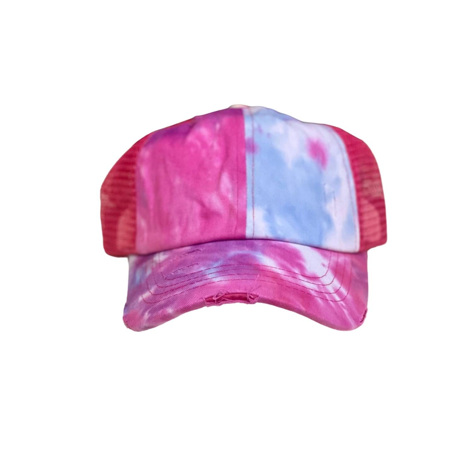 

Женская сетчатая кепка с узором «тай-дай» в ярко-розовом цвете C.C BEANIE