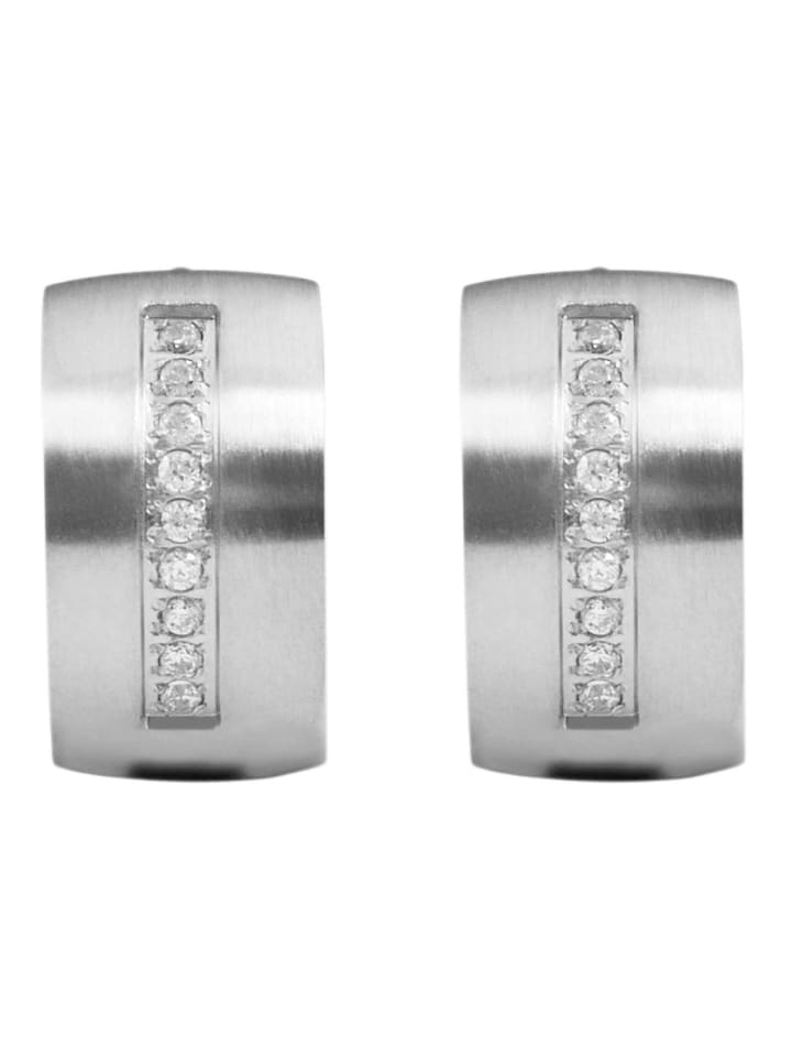 

Adeliás Женские серьги - серьги-кольца на шарнирах из нержавеющей стали со стразами серебристого цвета