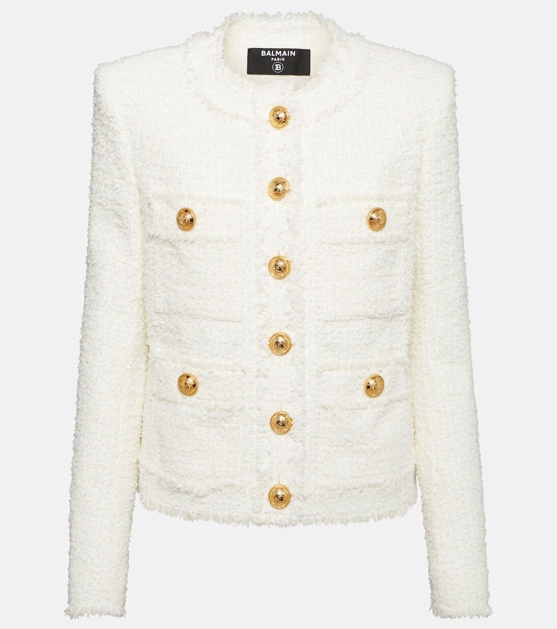 

Украшенный твидовый жакет Balmain, белый