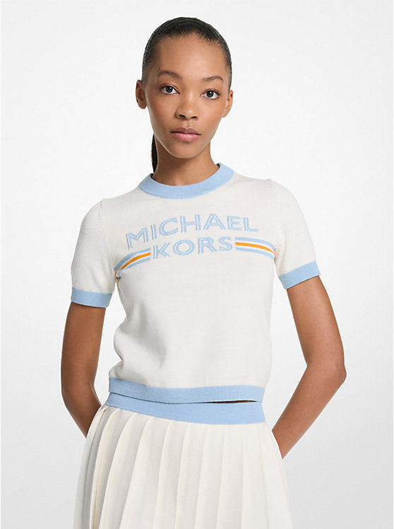 

Вязаный свитер с короткими рукавами и логотипом Michael Kors, белый
