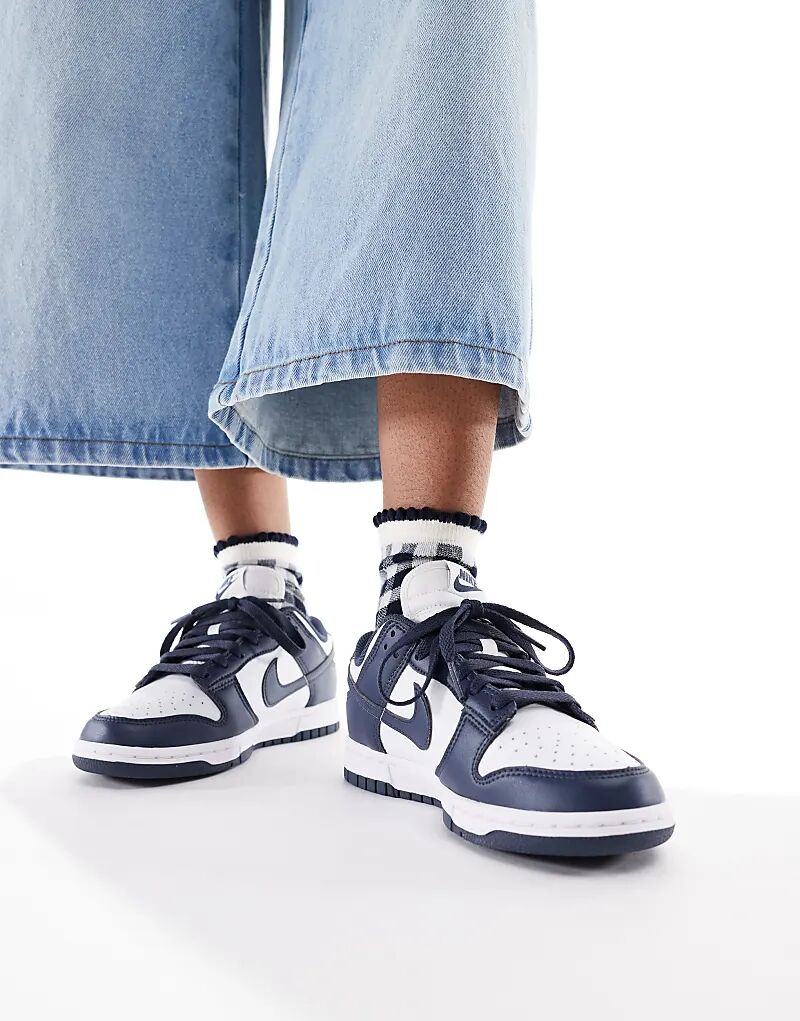 Кроссовки Nike Dunk Low NN белого и темно-синего цветов — фото 4