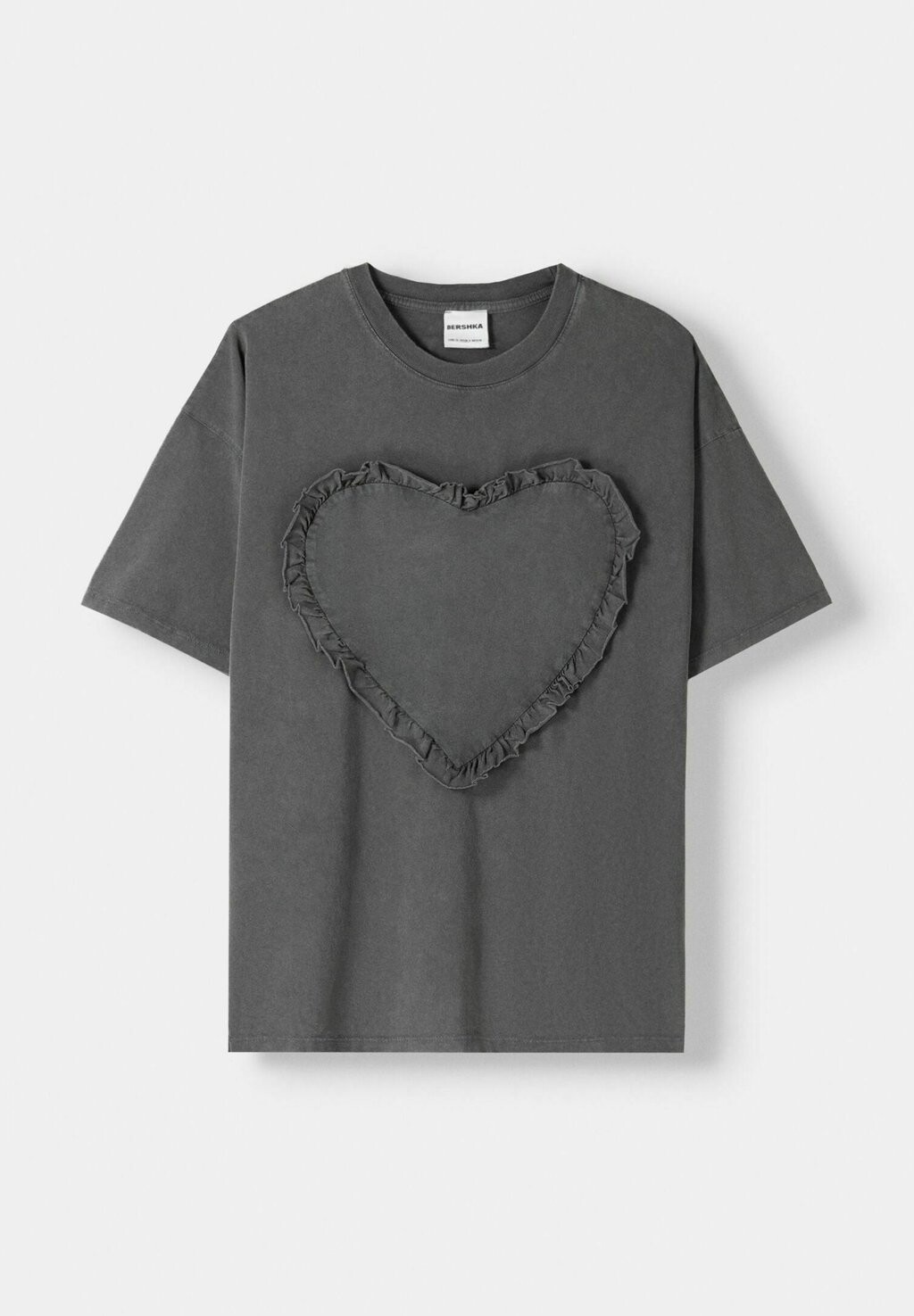 

Футболка с принтом SHORT SLEEVE FADED EFFECT HEART Bershka, цвет Mottled Grey