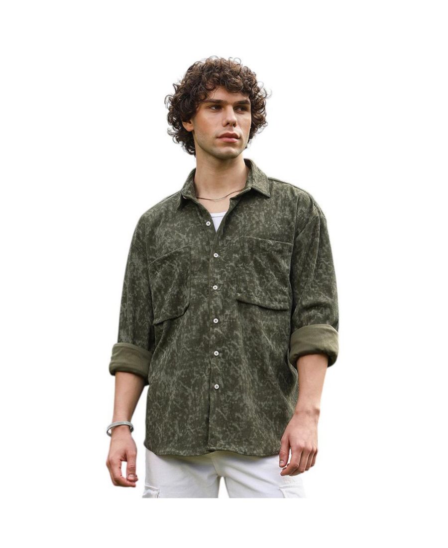 

Мужская выцветшая вельветовая рубашка оверсайз Campus Sutra, Green