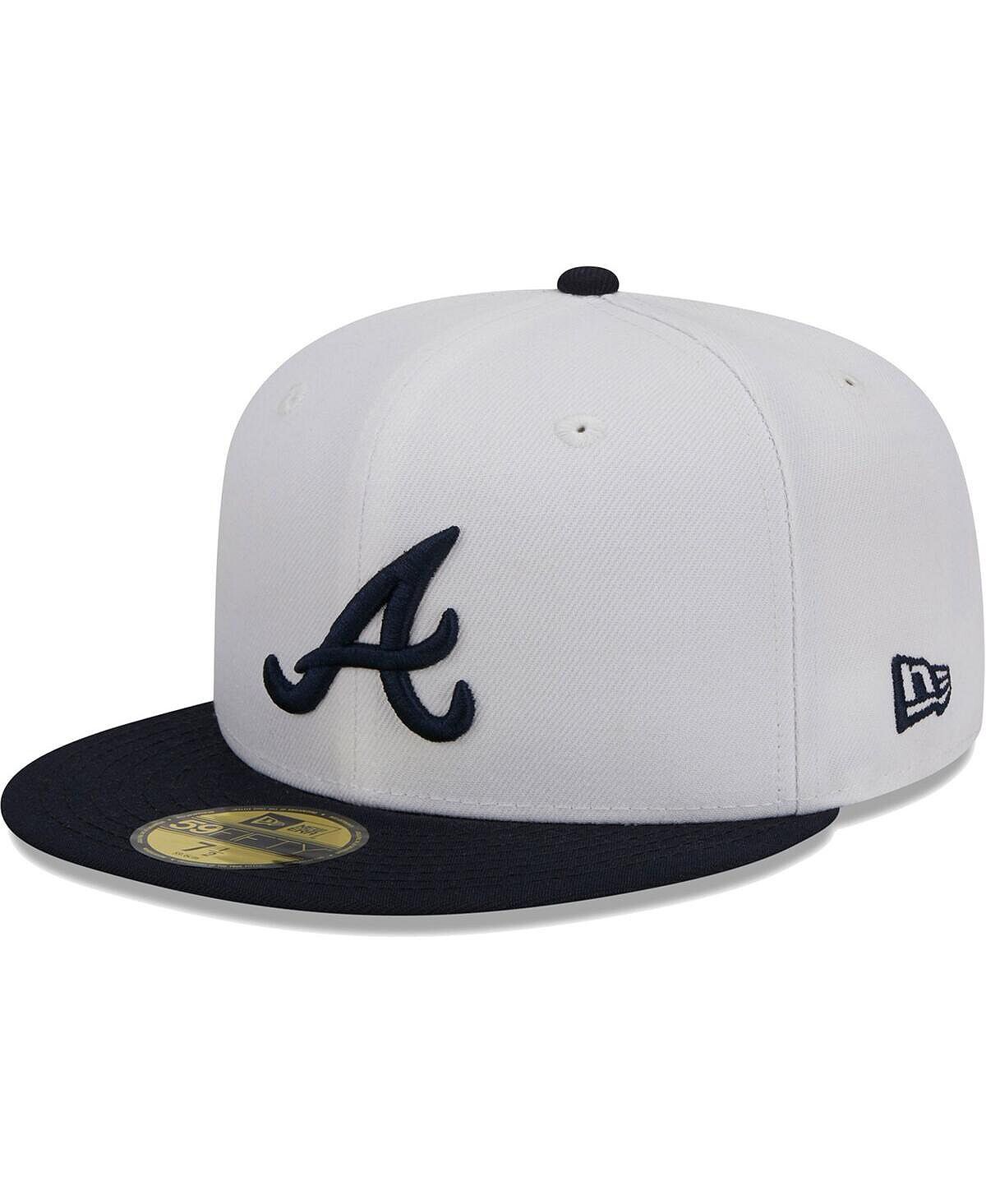 

Мужская белая, темно-синяя приталенная шляпа Atlanta Braves Optic 59FIFTY New Era