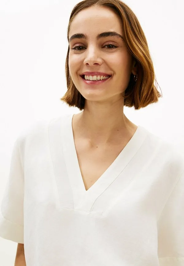 Блузка свободного кроя с короткими рукавами Tommy Hilfiger, Ivory Silk — фото 4