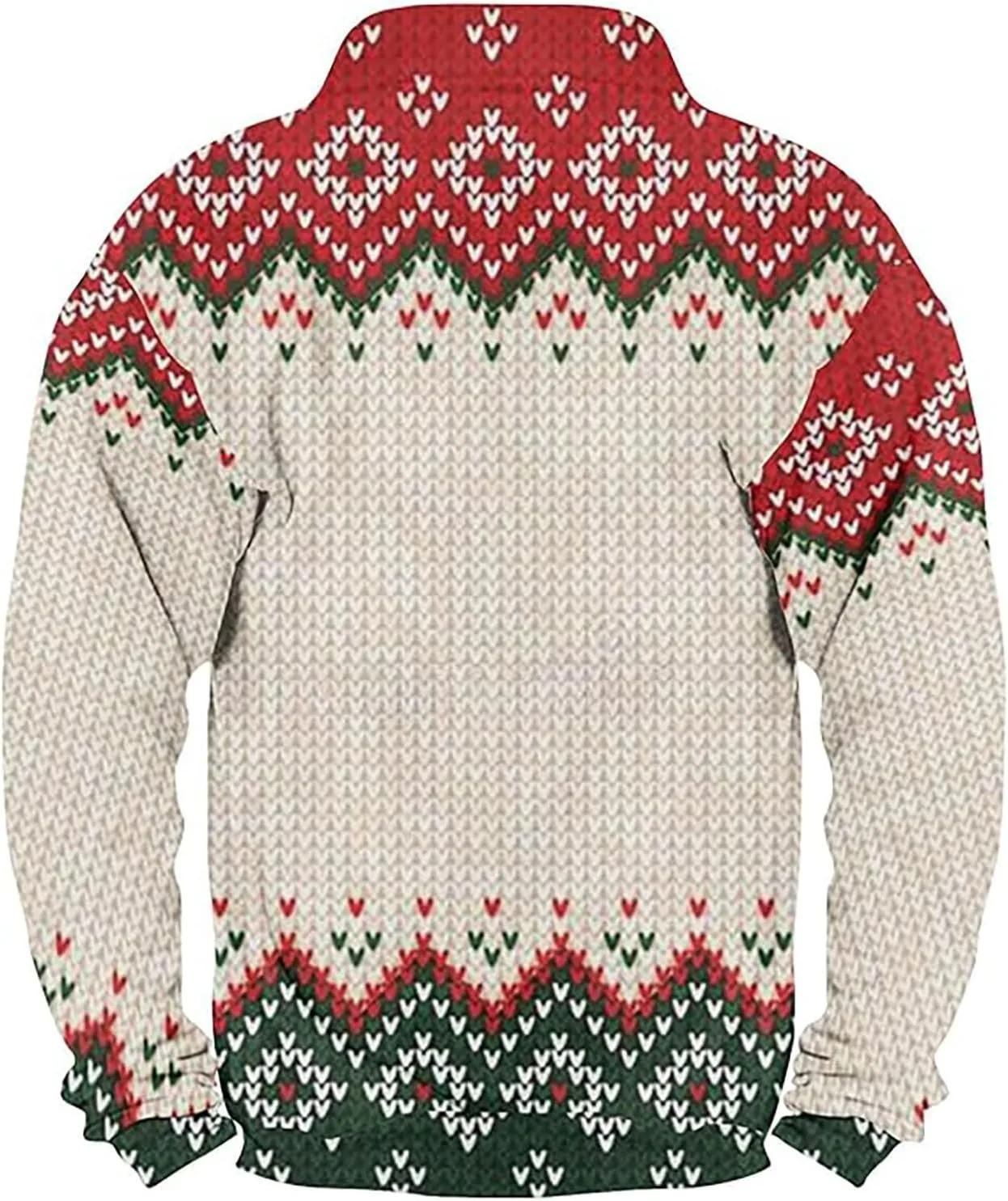 Мужской рождественский флисовый свитер 1/4 Zip с длинным рукавом и 3D принтом — фото 2