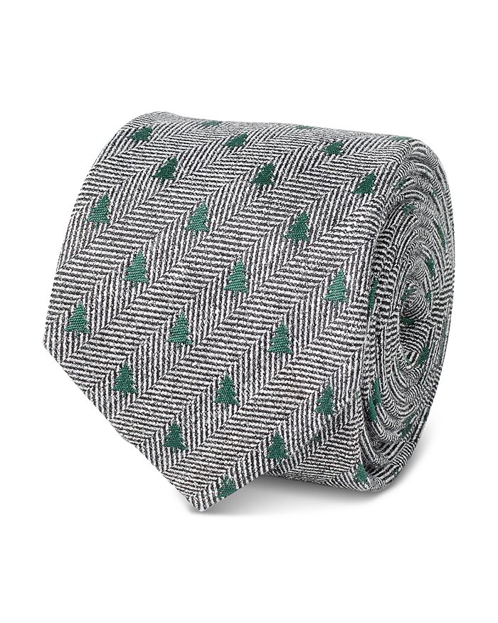 

Шелковый галстук с рисунком «елочка» в виде праздничной елки Cufflinks Inc, серый