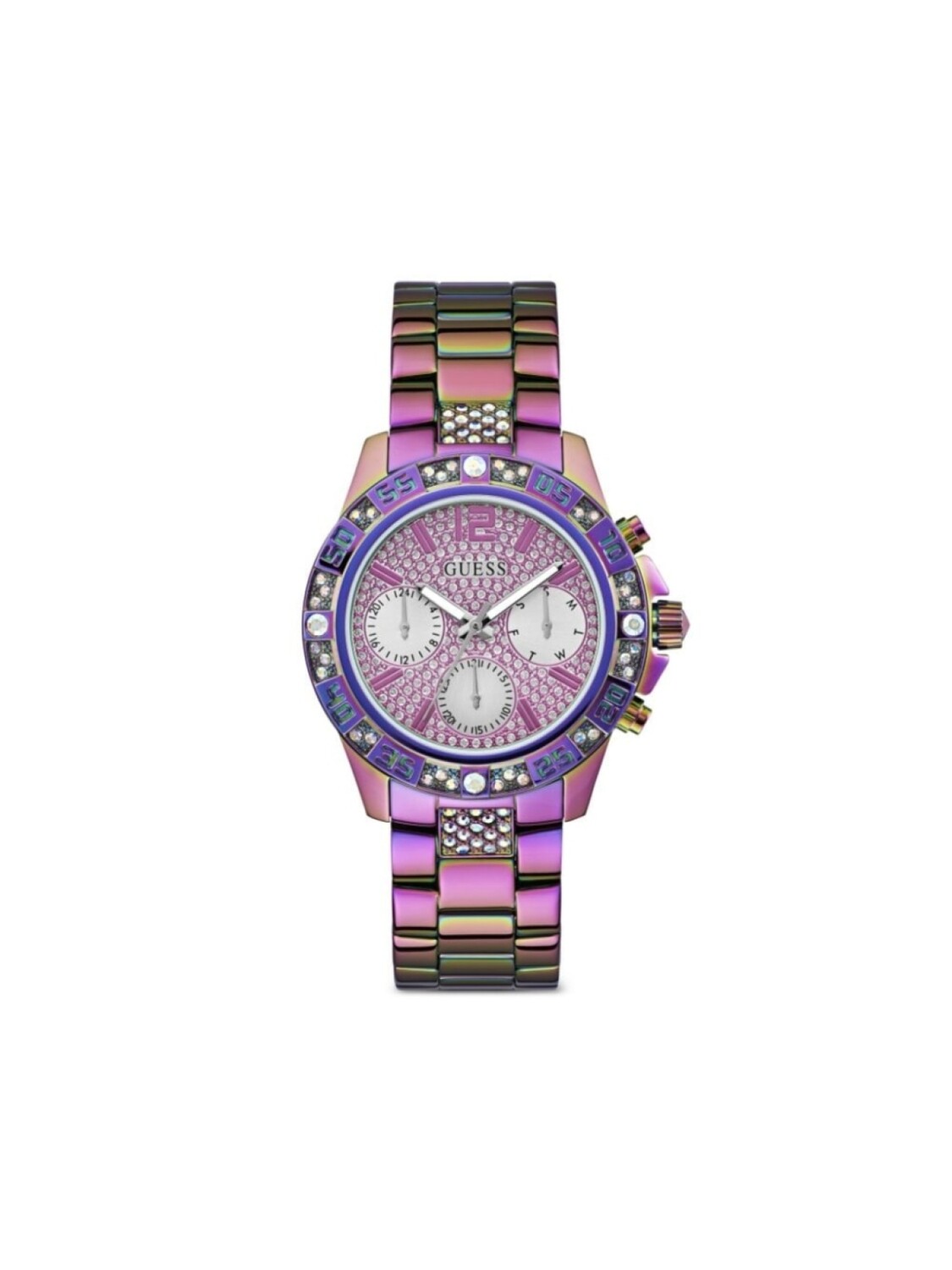 

Наручные часы 40 мм с кристаллами GUESS USA, розовый