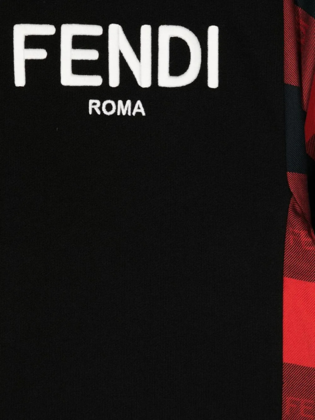 Клетчатое платье с вышитым логотипом Fendi Kids, черный — фото 3