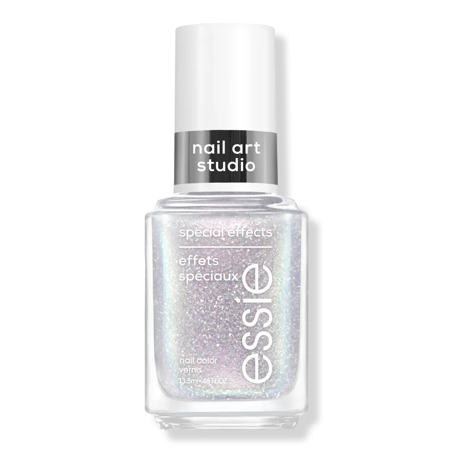 

Студия нейл-арта, лак для ногтей со спецэффектами Essie, Lustrous Luxury (holographic silver chrome with a purple flakey pearl finish)