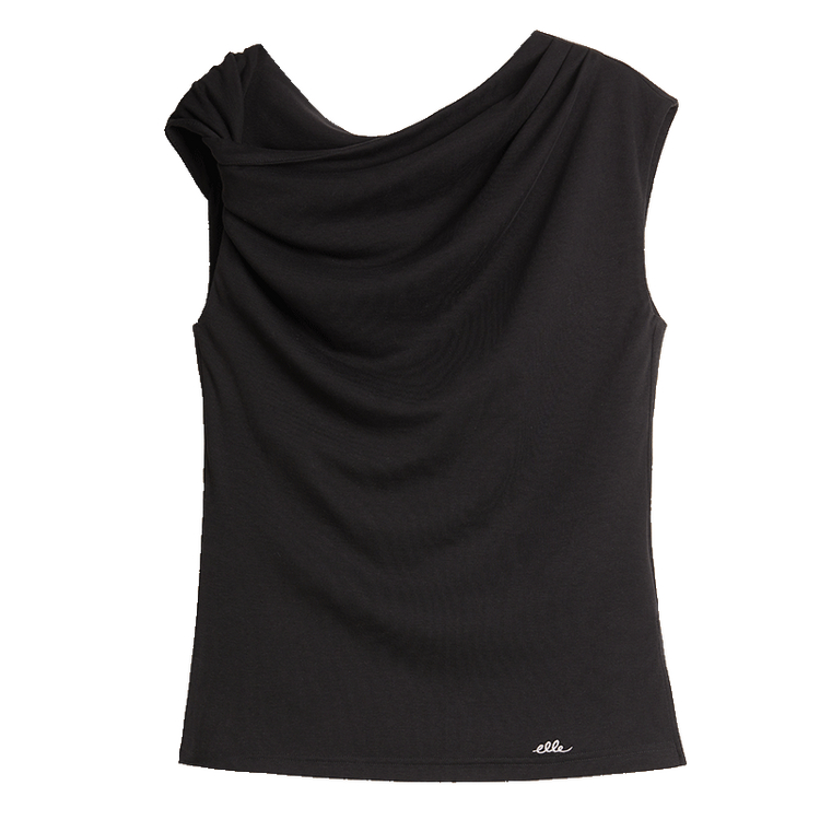 

ELLE Футболка женская Black с лодочкой тонкая, Черный, ELLE Футболка женская Black с лодочкой тонкая