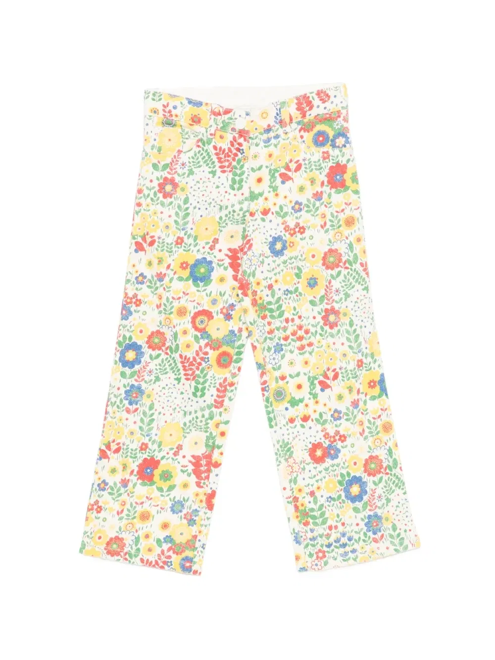 Джинсы с пятью карманами и цветочным принтом Stella McCartney Kids, белый