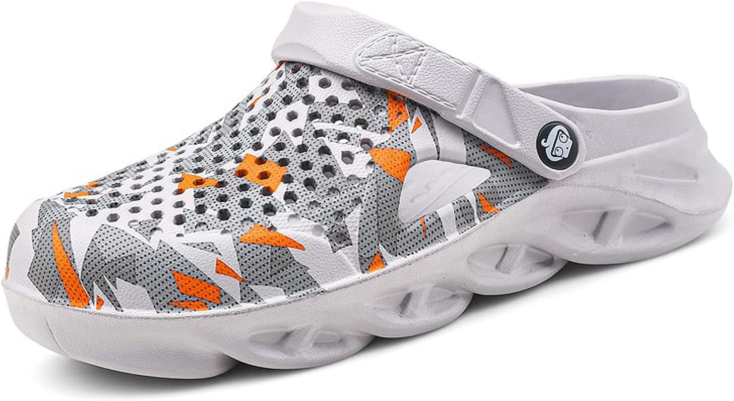 

Садовые сабо FLIOZY для мужчин, водонепроницаемые сабо, летние дышащие спортивные сандалии, слипоны, пляжные сандалии, для улицы и дома, оранжевый/серый