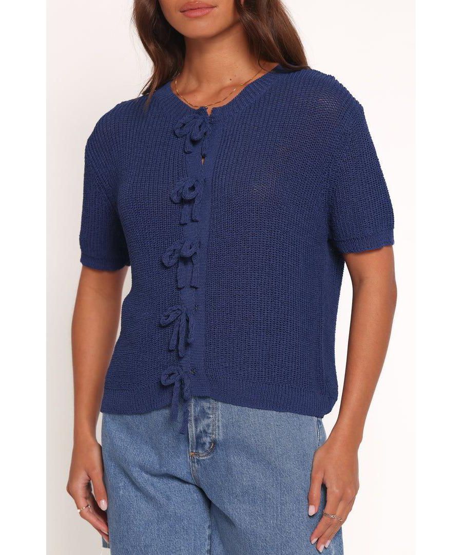 

Женский кардиган Gemma с короткими рукавами и бантом - темно-синий Petal and Pup, Navy