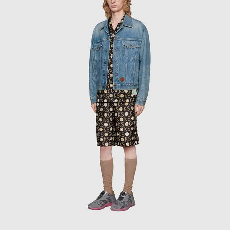Шорты Gucci Ken Scott, с принтом, Black Brown — фото 4