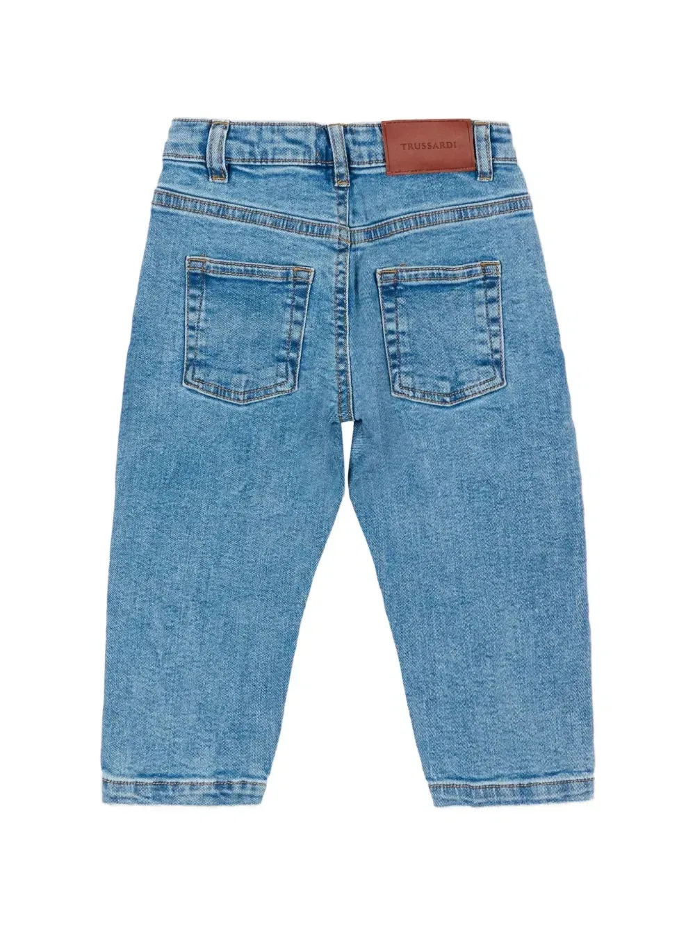 Джинсы прямого кроя с патчем с логотипом Trussardi Junior, синий — фото 2
