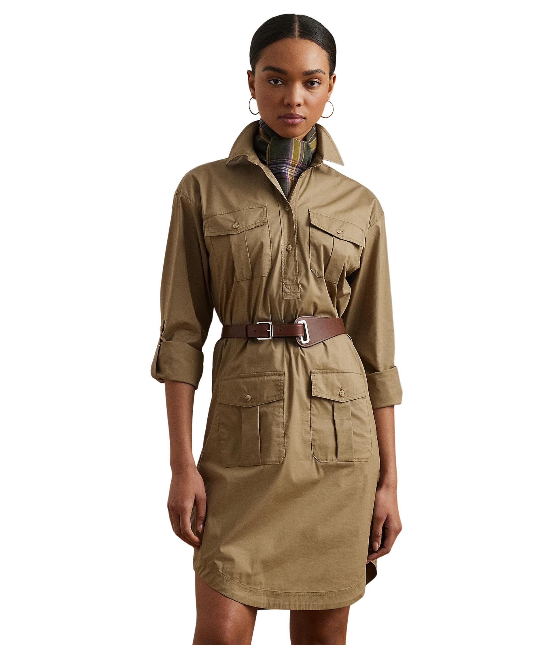 

Платье Lauren Ralph Lauren Belted Cotton-Blend Shirtdress, цвет Madison Tan