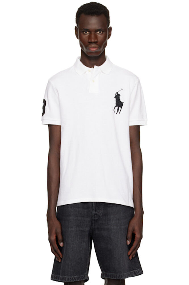 

Белый Custom Slim Fit Big Pony Mesh Polo Polo Ralph Lauren