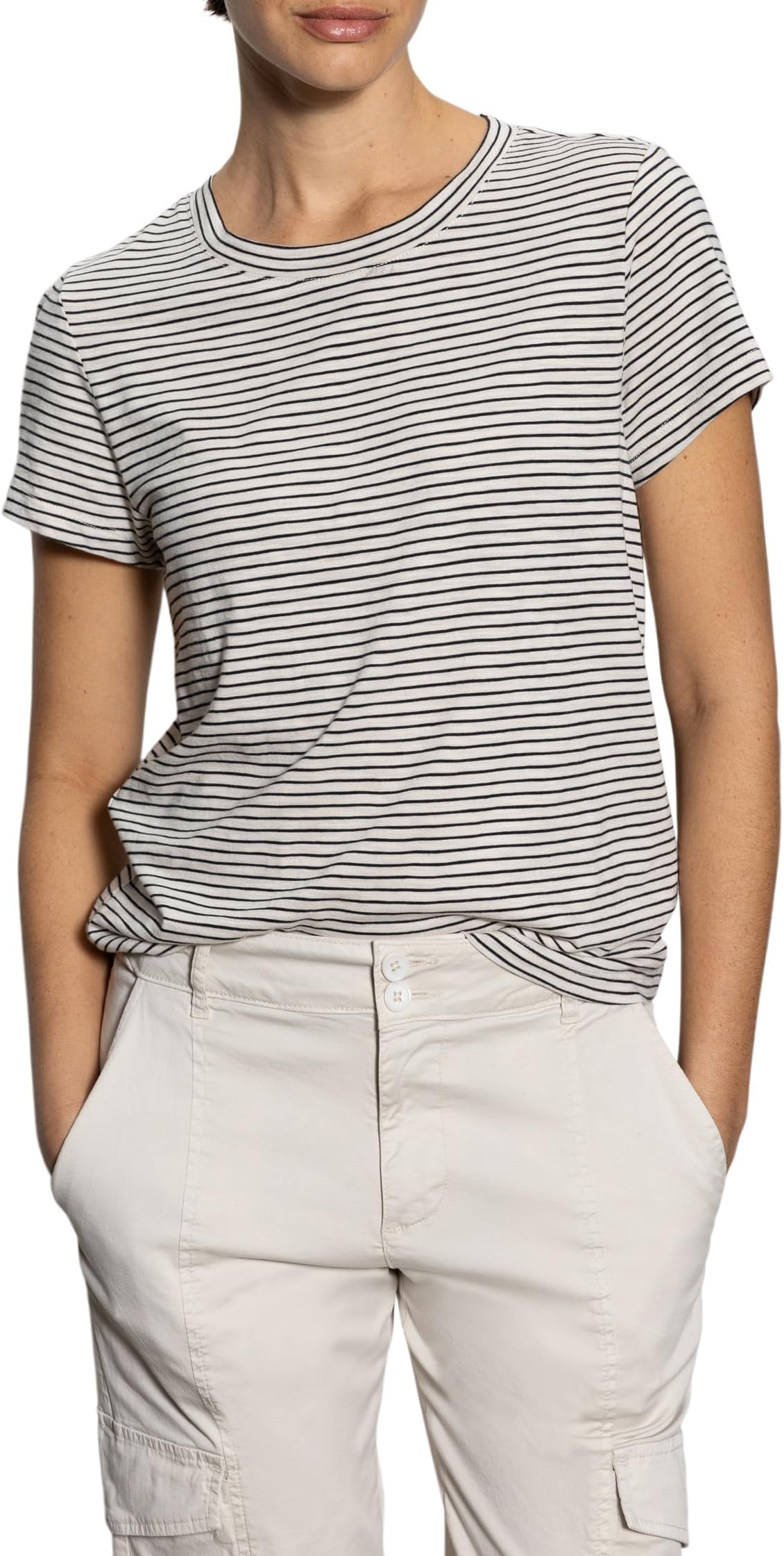 

Футболка Sanctuary The Perfect Tee, цвет Pumice Stone/Black Stripe