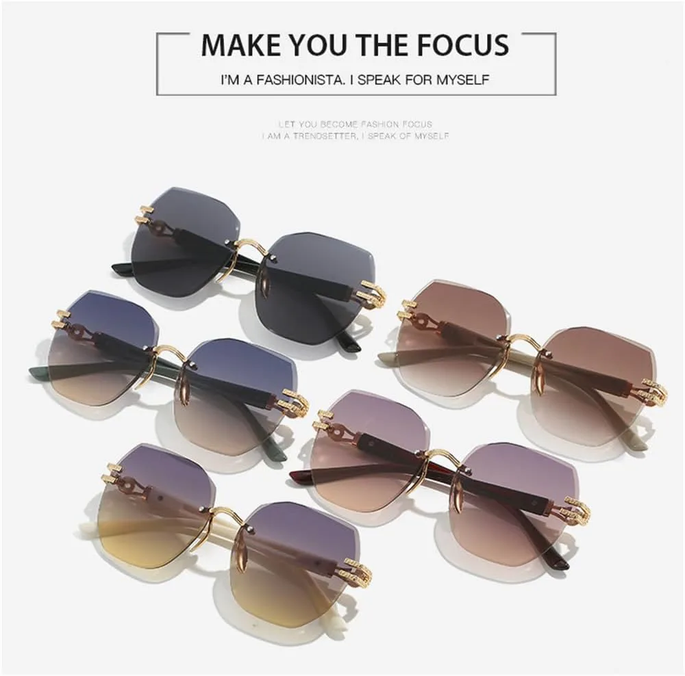 

Женские солнцезащитные очки без оправы, овальная большая оправа, солнцезащитные очки для улицы, пляжа, вечеринок, защита от ультрафиолета UV400 HDUBFY, 4