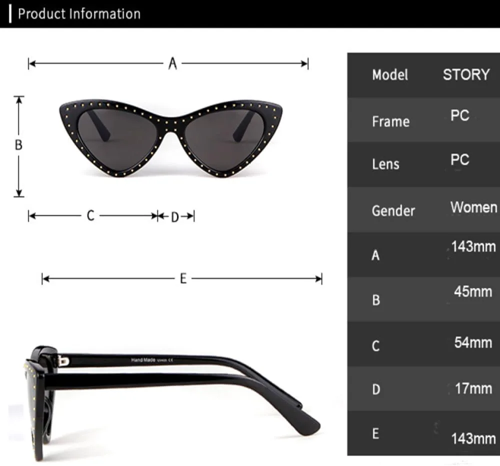 

Женские ретро-солнцезащитные очки MUTYNE «Кошачий глаз» с красной оправой и заклепками, забавные очки для активного отдыха, солнцезащитные очки UV400, C2