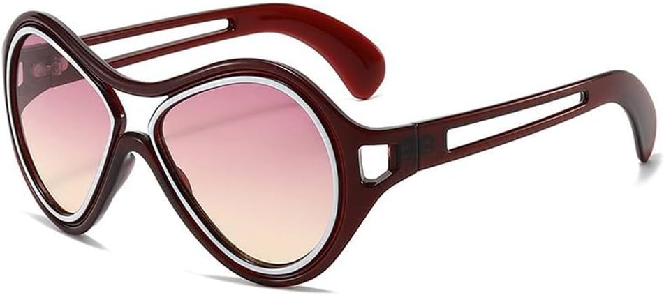 

Большие круглые солнцезащитные очки для женщин, модные очки в полой оправе, стильные очки для женщин с защитой от УФ-излучения UV400, SUN4278 Generic, C3redpurpleyellow