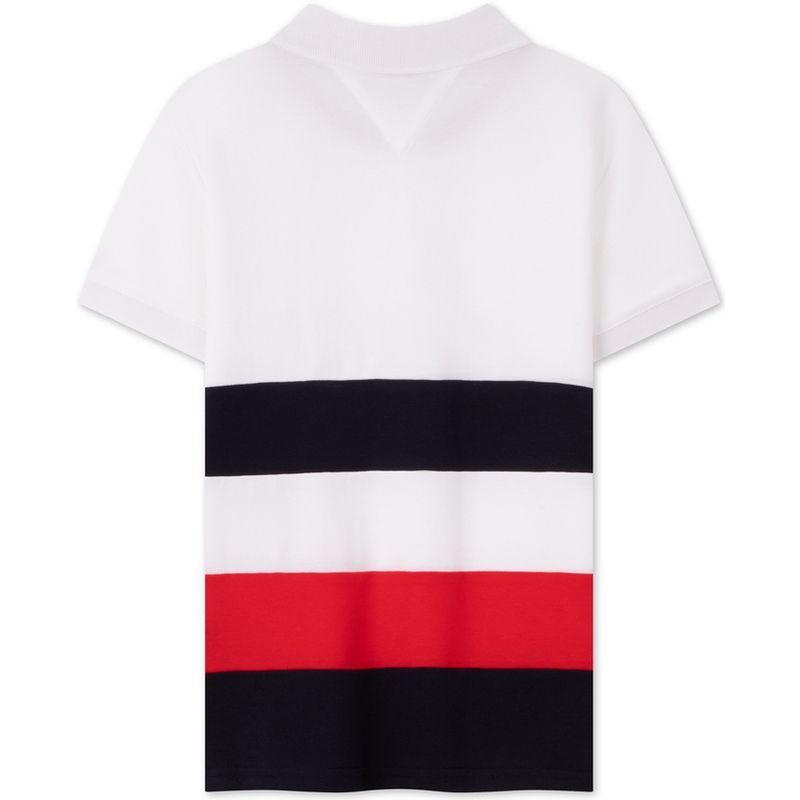Tommy Hilfiger Модная повседневная минималистичная футболка с коротким рукавом и полосками-буквами black white red multicolor для детей — фото 4